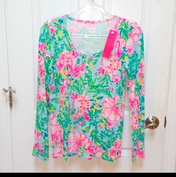 Lilly Pulitzer Tops - NEW Lilly Pulitzer Knit Henley Top XXL